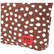 Roka Maida Vale Medium Cotton Canvas Pouch - Brown Dot