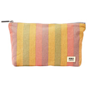 Roka Maida Vale Medium Cotton Canvas Pouch - Faded Multi Stripe