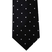 David Van Hagen Polka Dot Tie - Black/Silver