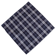 Knightsbridge Neckwear Check Cotton Tie and Pocket Square Set - Navy/White