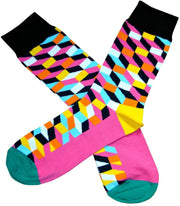 Bassin and Brown Optical Check Socks - Yellow/Multi-colour