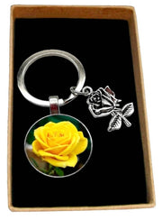 Bassin and Brown Rose Key Ring - Yellow