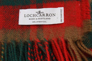 Locharron of Scotland Borders Maple Leaf Lambswool Blanket - Red/Dark Green