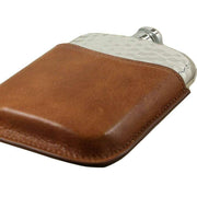 english-pewter-company-6oz-hammered-purse-flask-and-pouch---silverbrown-34472428