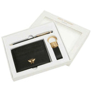 Alice Wheeler London Bow Card Holder Key Ring and Pen Luxury Gift Set - Black