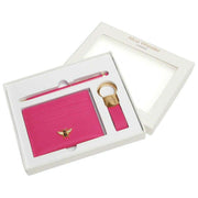 Alice Wheeler London Bow Card Holder Key Ring and Pen Luxury Gift Set - Hot Pink
