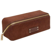 Alice Wheeler London Kensington Small Suede Train Case - Chocolate Brown