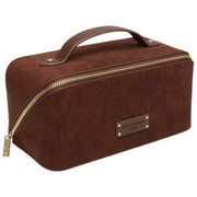 Alice Wheeler London Kensington Suede Train Case - Chocolate Brown
