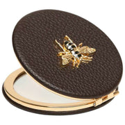 Alice Wheeler London Round Compact Mirror - Chocolate Brown