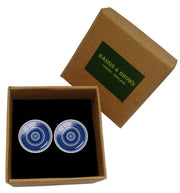 Bassin and Brown Concentric Circles Cufflinks - Blue/White