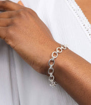 Beginnings Oval Textured Connection Link Bracelet - Silver