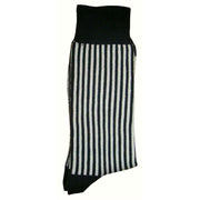 Bassin and Brown Vertical Stripe Midcalf Socks - Black/White