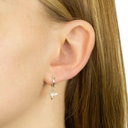 Beginnings Bee Charm Hoop Earrings - Silver