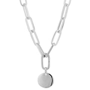 Beginnings Chunky Link Round Tag Pendant - Silver