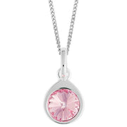 Beginnings Crystal Teardrop Pendant - Silver/Light Rose Pink