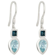 Beginnings Iris Petal Drop Earrings - Silver/Blue