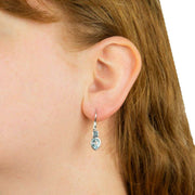 Beginnings Iris Petal Drop Earrings - Silver/Blue