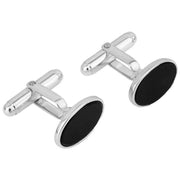 Beginnings Oval Onyx Cufflinks - Silver