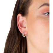 Beginnings Rounded Huggie Hoop Earrings - Silver