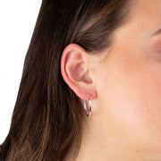 Beginnings Small Square Cut Hoop Earrings - Silver