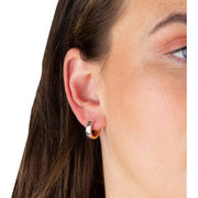 Beginnings Two Tone Flat Huggie Hoop Earrings - Gold/Silver