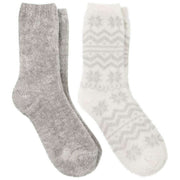 totes-toasties-2-pack-fair-isle-and-chenille-supersoft-bed-socks---greywhite-34518152