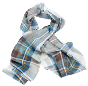 Locharron of Scotland Alba Stewart Dress Fine Merino Stole - Blue/Brown