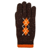 dents-argyle-marl-yarn-knitted-gloves---chocolate-brownpumpkin-orange-34478105