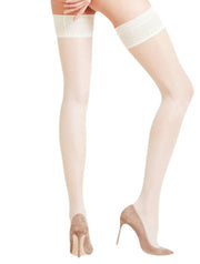 Falke Seidenglatt 15 Den Stay Up Transparent Stockings - Champagne Gold
