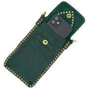 Campomaggi Portacellulare Stud Phone Holder Bag - Green Bottle/Red