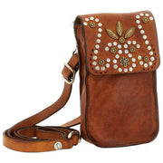 Campomaggi Siena Stud Phone Holder Bag - Cognac Tan
