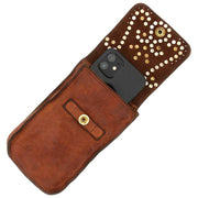 Campomaggi Siena Stud Phone Holder Bag - Cognac Tan