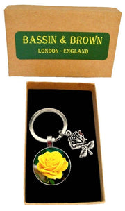 Bassin and Brown Rose Key Ring - Yellow