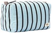 Roka Mayfair Small Cotton Canvas Wash Bag - Blue Stripe