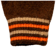 Dents Knitted Stripe Cuff Gloves - Chocolate Brown