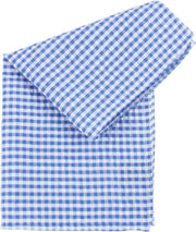 Knightsbridge Neckwear Gingham Checked Cotton Pocket Square - Blue/White