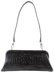 Vivienne Westwood Jane Croc Effect Frame Purse Bag - Black