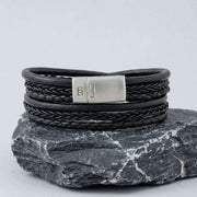 steel-barnett-bonacci-layered-multi-strand-leather-bracelet---black-35896329