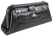 Vivienne Westwood Jane Croc Effect Frame Purse Bag - Black