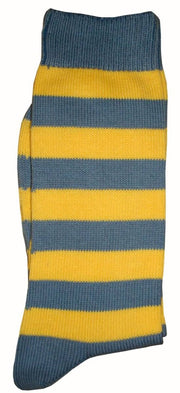 Bassin and Brown Striped Midcalf Socks - Yellow/Grey