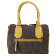 Das Impex Harris Tweed Leather Bowling Bag - Yellow/Brown