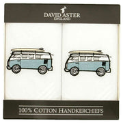 David Aster Campervan Embroidered Cotton Handkerchief Set - White