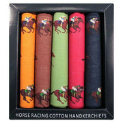 David Van Hagen Five Pack Horse Racing Themed Cotton Handkerchief - Multi-colour
