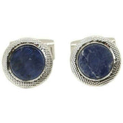 David Van Hagen Sodalite Round Cufflinks - Blue/Silver