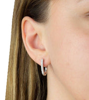 Beginnings U Shaped Hinged Gemstone Hoop Earrings - Silver