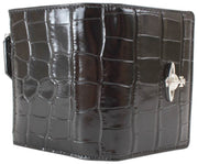 Vivienne Westwood Embossed Croc Slim Flap Card Holder Purse - Black