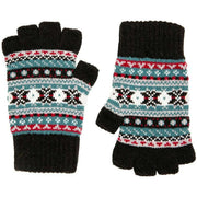 Dents Abstract Half Finger Knitted Gloves - Black