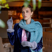 Dents Boucle Fringe Scarf - Duck Egg Blue