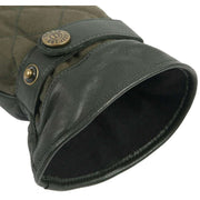 Dents Bruton Waxed Cotton Quilted Touchscreen Leather Gloves - Olive Green