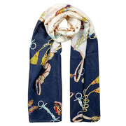 Dents Butterflies and Buckles Print Lightweight Scarf - Navy Blue